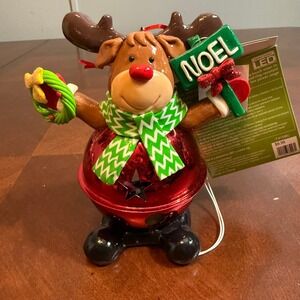 Holiday Home Animated LED Reindeer Christmas Figurine Noel Bell Light Up